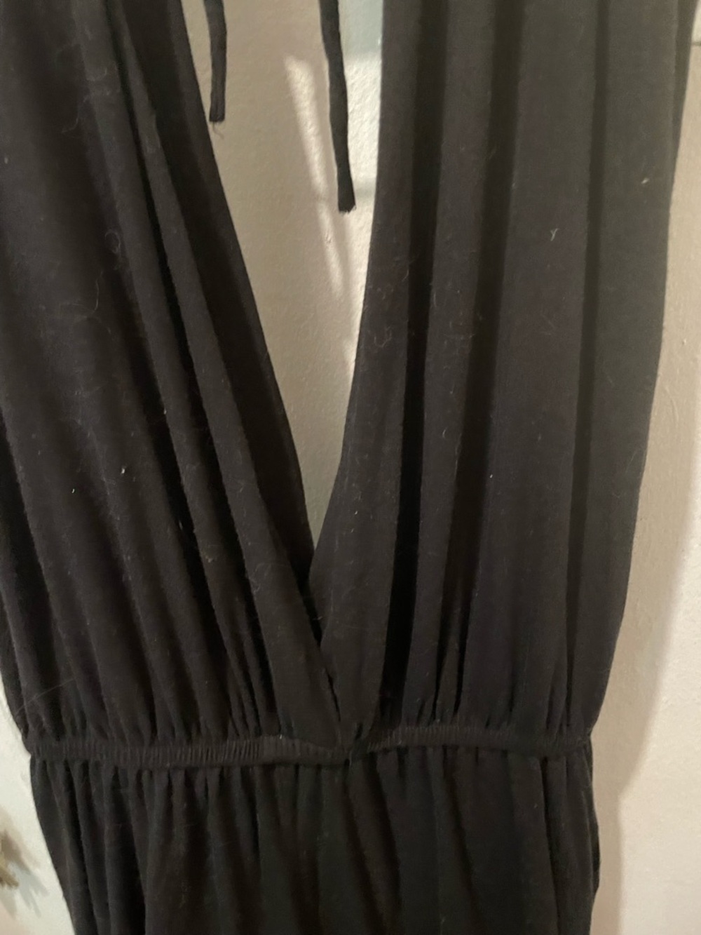 Black Surplice V-Neck Jumpsuit